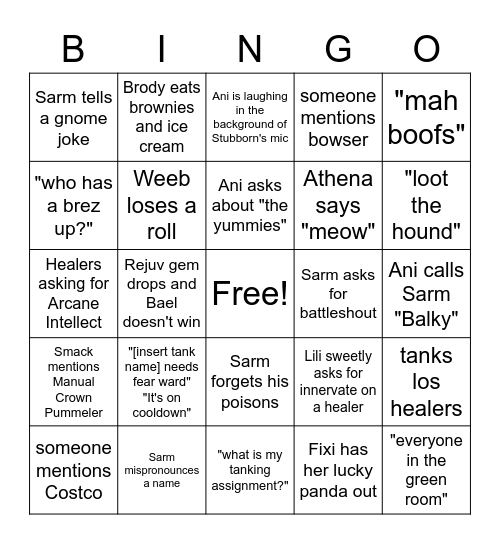 Despo Bingo Card