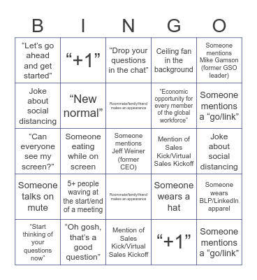 January 2021 BLP Induction Bingo Card