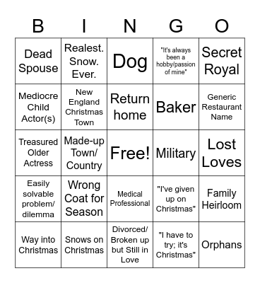 Christmas Movie Bingo Card