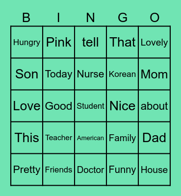 Let's review our lessons! Bingo Card