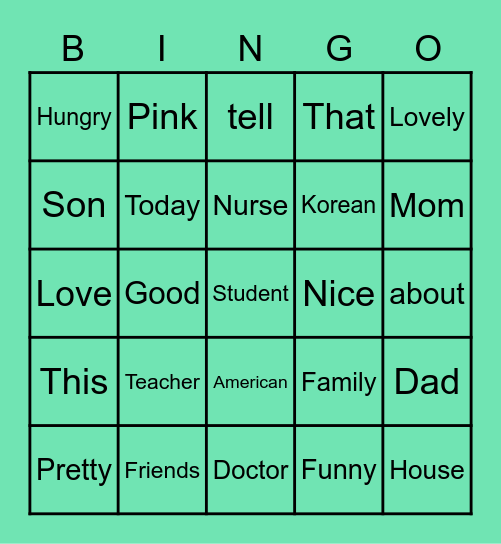 Let's review our lessons! Bingo Card