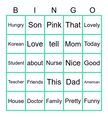 Let's review our lessons! Bingo Card