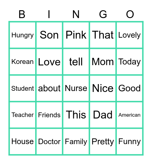 Let's review our lessons! Bingo Card