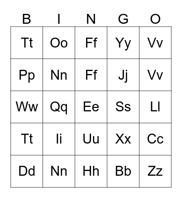 Alphabet Bingo Card