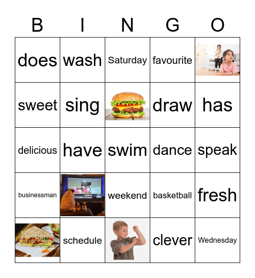 五年级单词训练 Bingo Card
