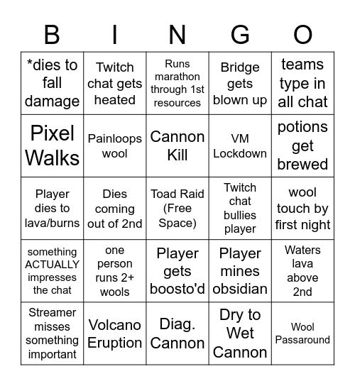 iTouchDudes vs Forge Bingo Card