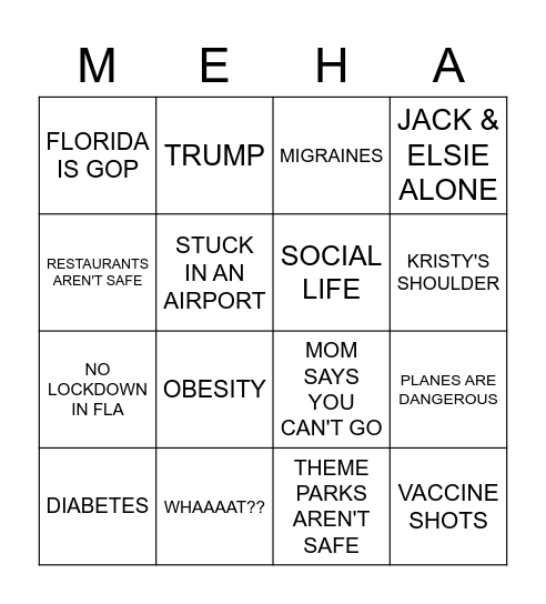 DISNEYSTERIA Bingo Card