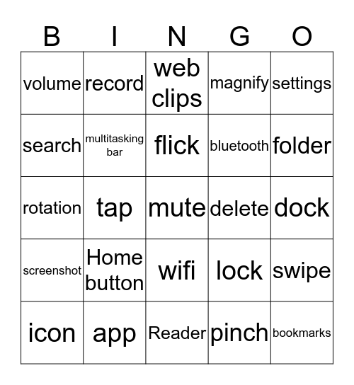 I Know My iPad Bingo Card
