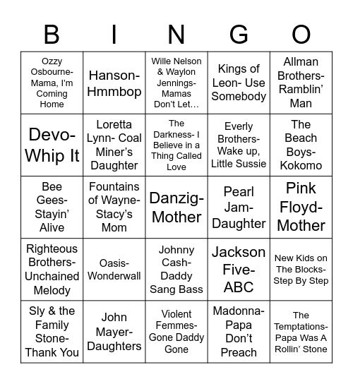 Total-Quiz.com Presents Radio Bingo: Family Ties Bingo Card