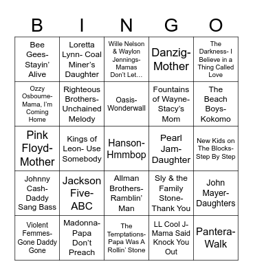 Total-Quiz.com Presents Radio Bingo: Family Ties Bingo Card