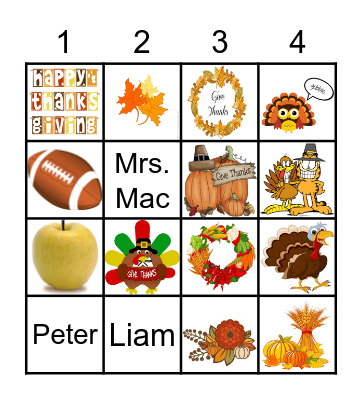 THANKSGIVING Bingo Card