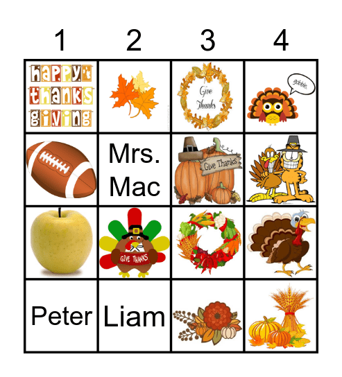 THANKSGIVING Bingo Card