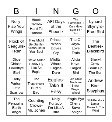 Total-Quiz.com Presents Radio Bingo: For The Birds Bingo Card