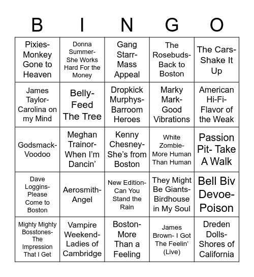 Total-Quiz.com Presents Radio Bingo: Beantown Bingo Card