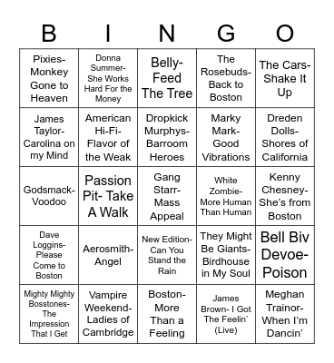 Total-Quiz.com Presents Radio Bingo: Beantown Bingo Card