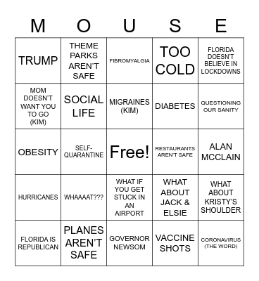 DISNEYSTERIA Bingo Card