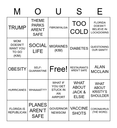 DISNEYSTERIA Bingo Card