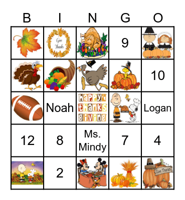 THANKSGIVING Bingo Card