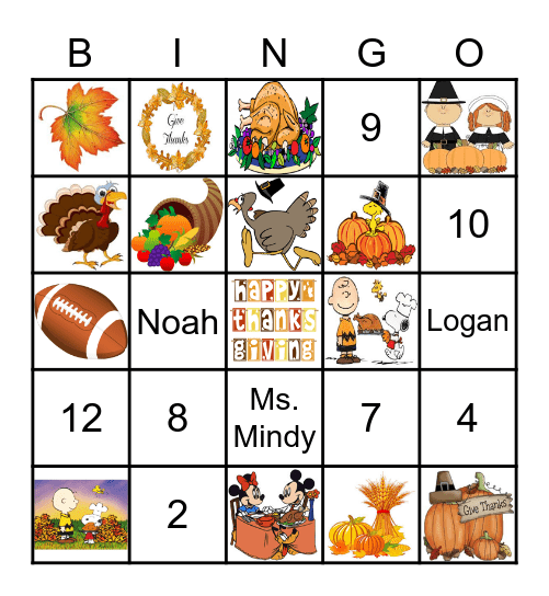 THANKSGIVING Bingo Card