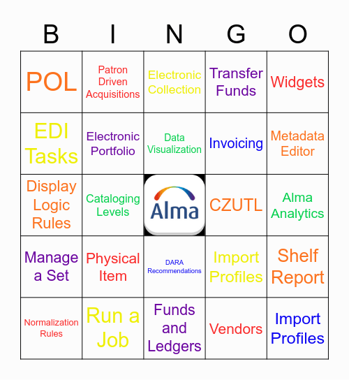 Alma Bingo Card