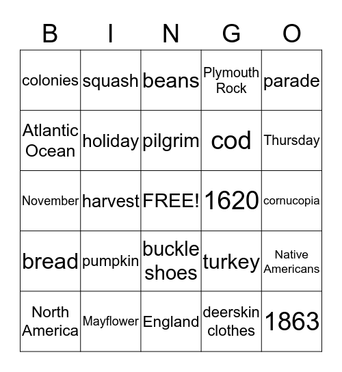 Thanksgiving Bingo Card