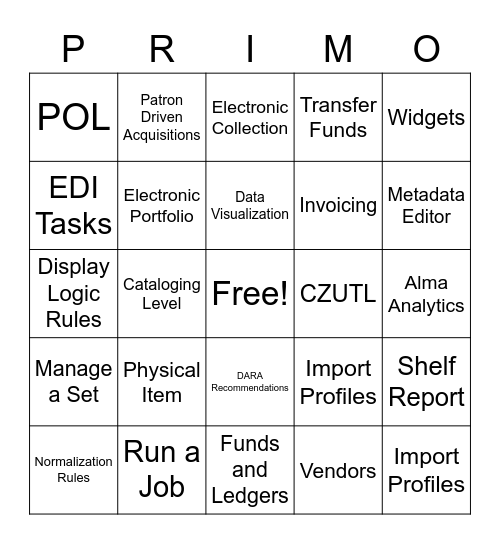Primo Bingo Card