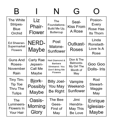 Total-Quiz.com Presents Radio Bingo: "May" "Flower" Bingo Card