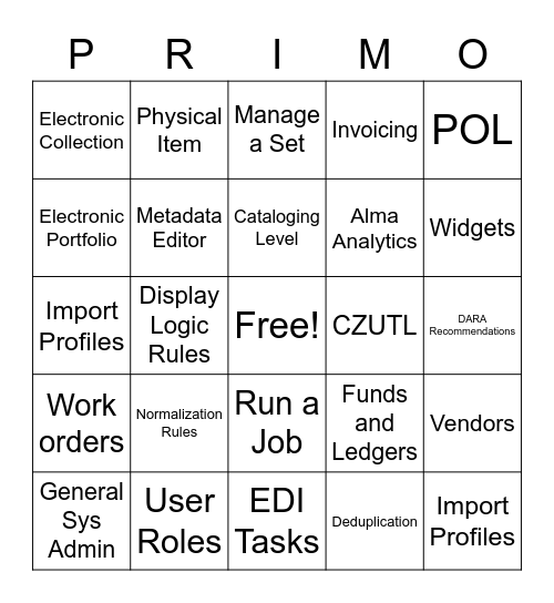 Primo Bingo Card