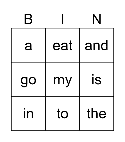 SS4 sight words Bingo Card