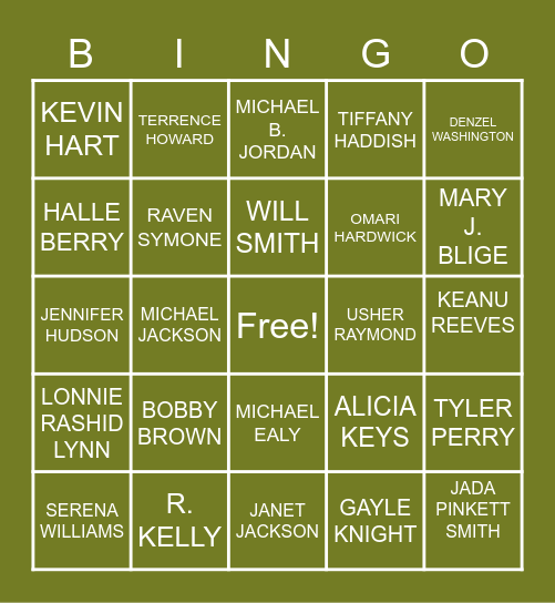 CELEBRITY BINGO Card