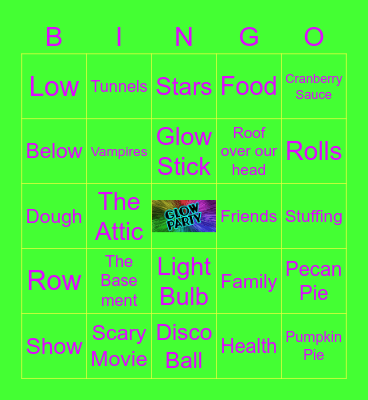 CURTIS GLOW PARTY Bingo Card