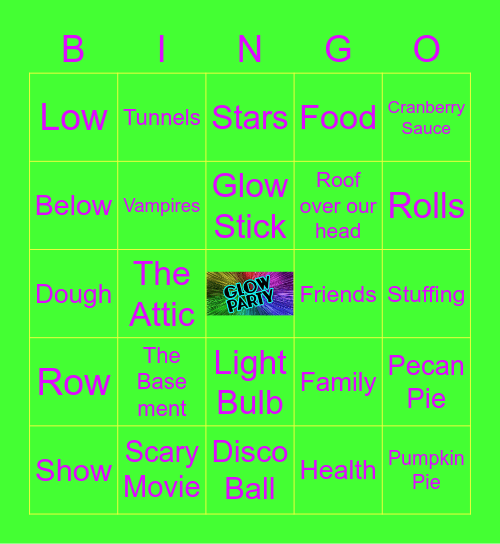 CURTIS GLOW PARTY Bingo Card