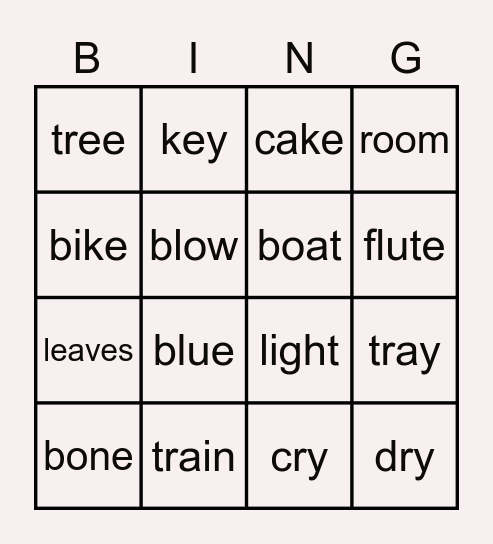 Long vowels Bingo Card