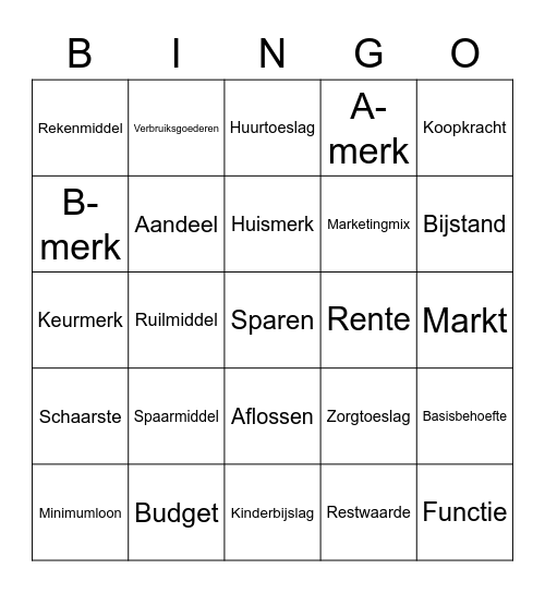 Consumeren Bingo Card