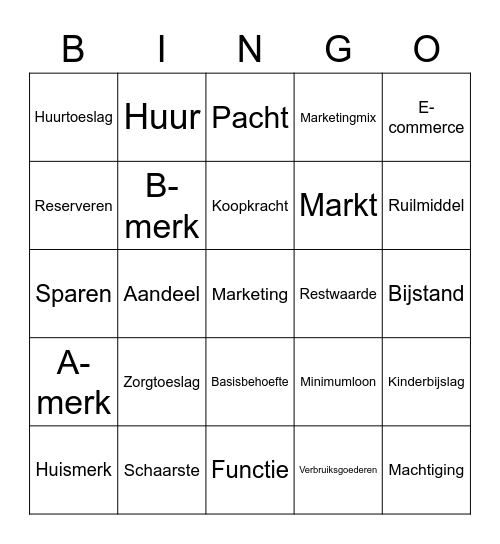 Consumeren Bingo Card