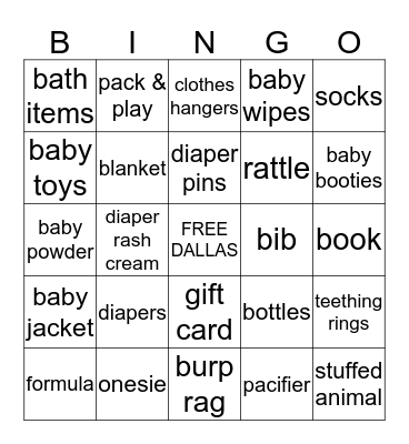 BABY BINGO Card