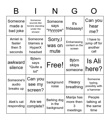 CM Morning Meeting Bingo Card