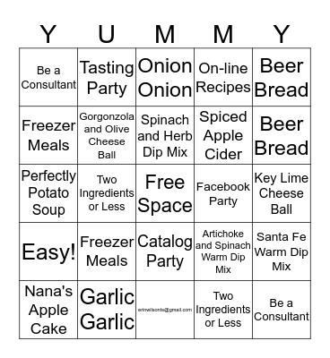 Tastefully Simple Bingo Card