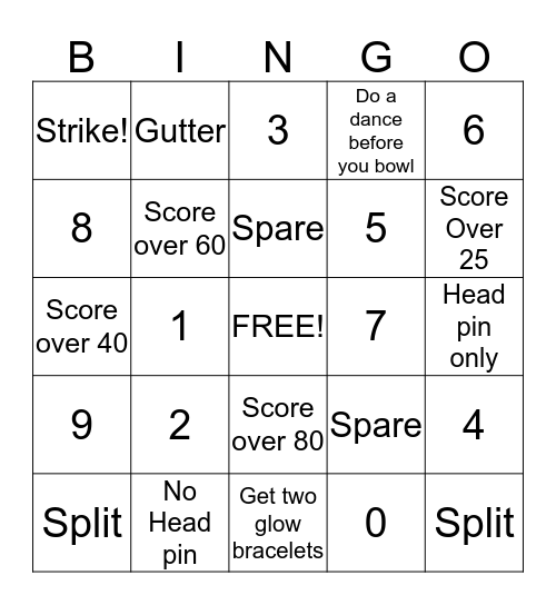Bowling Bingo Card