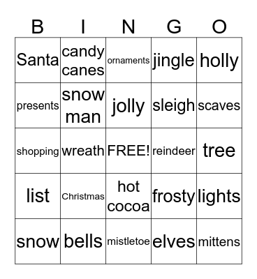 Chrismas Bingo Card