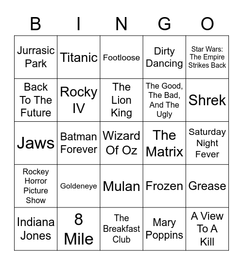 Film Soundtracks Bingo Card