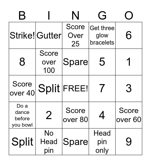 Bowling Bingo Card