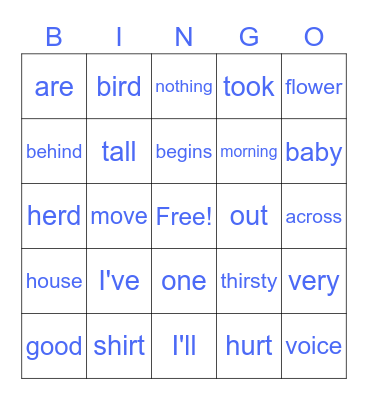 -ur -er -ir Bingo (and sight words!) Bingo Card