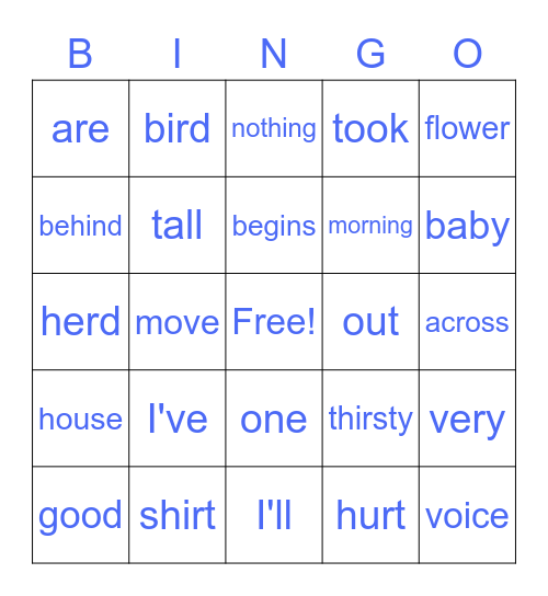 -ur -er -ir Bingo (and sight words!) Bingo Card