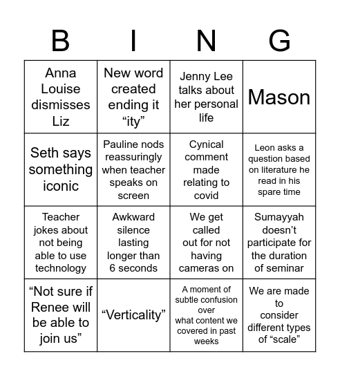 No but what acc is this masters? Bingo Card