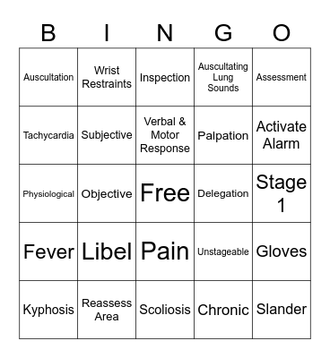 Final Exam Bingo Card