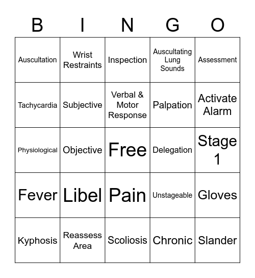 Final Exam Bingo Card