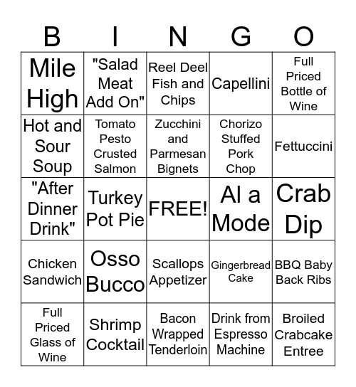 12/5 12/6 Bingo Card