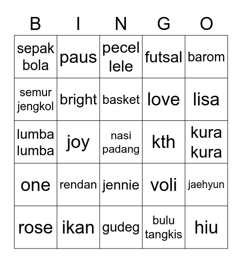 Reghina Bingo Card