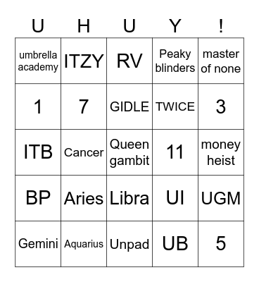 PUNYA RENDRA Bingo Card